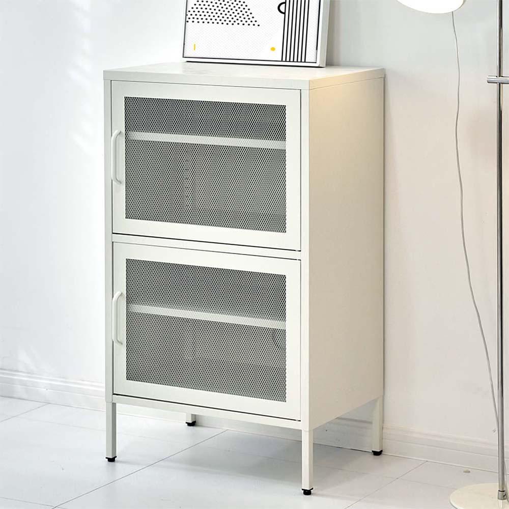 ArtissIn Double Mesh Door Storage Cabinet Organizer Bedroom White